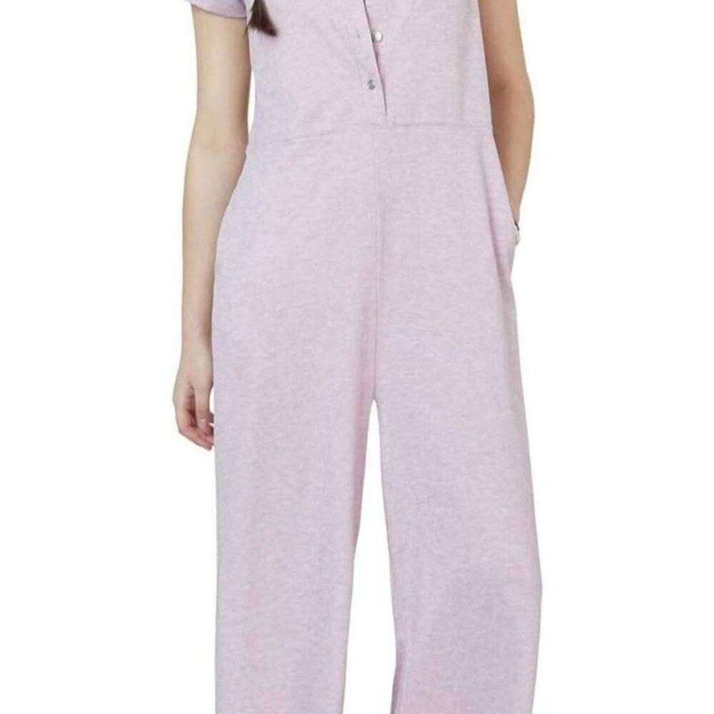 NEW noflik Casual Boho Short Sleeve Wide Leg Jumpsuits for Women with Pockets La